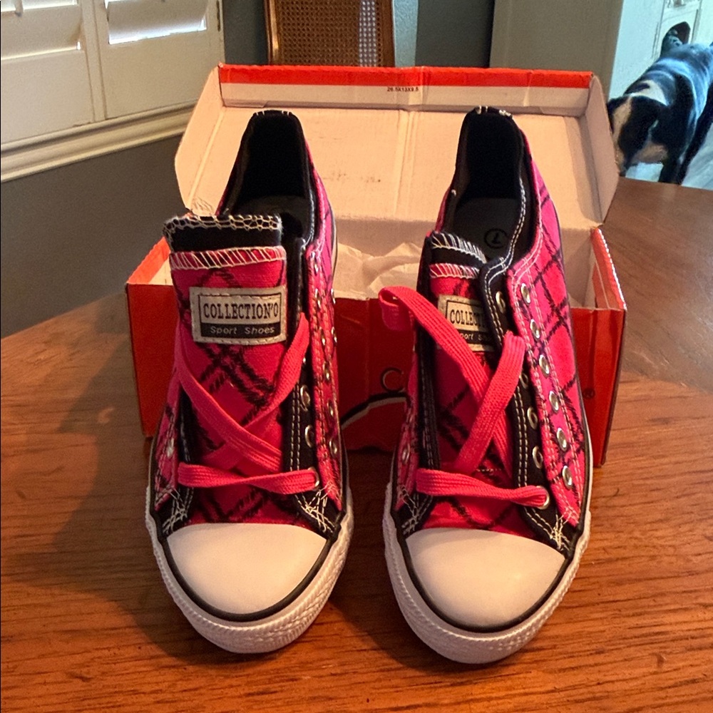 Collection O Kids Pink Plaid Low-Top Sneakers